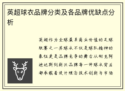 英超球衣品牌分类及各品牌优缺点分析